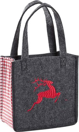 3515-55-35H kleine Filztasche Hirsch rot 20 x 10 x 20 cm