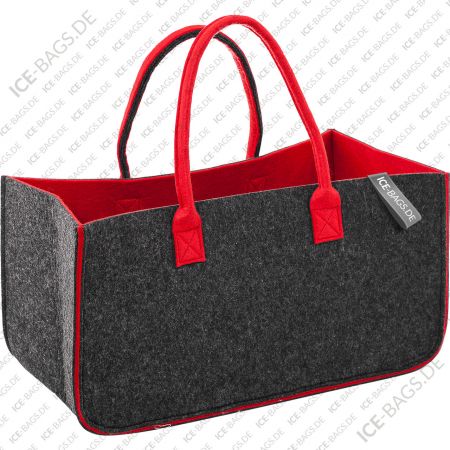 3414-59 Witzgall Filztasche Einkaufstasche Countrystyle rot anthrazit