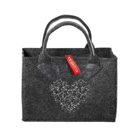 Witzgall Filztasche Herz klein 3557 floral silbergrau 