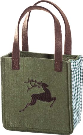 3515-48-50H kleine Filztasche Hirsch braun gestickt 20 x 10 x 20 cm