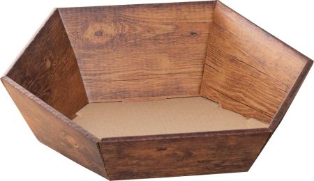 Geschenkkarton 29 x 24x 13 cm Holzoptik sechseckig 5504-51-0 (1 Stück)