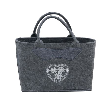 3557-55-56HE Filztasche mit Herz silber/hellgrau