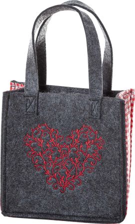 3515-55-35HN kleine Filztasche Herz rot gestickt 20 x 10 x 20 cm