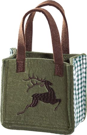 3514-48-50H kleine Filztasche Hirsch braun gestickt 15 x 8 x 14 cm