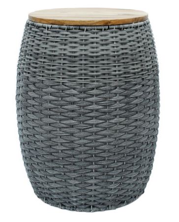 Polyrattan Mehrzweckkorb mit Echtholzdeckel 7003-56-0 Durchmesser 40 cm Höhe 50 cm